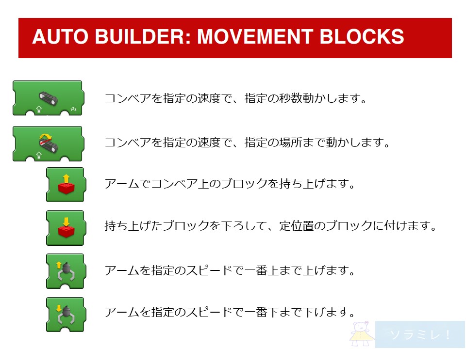 レゴブーストプログラミングブロックの説明【動作ブロック】